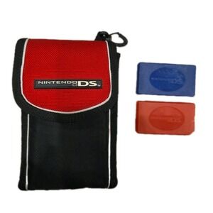 Nintendo DS Switch N Carry Case Wallet‎ Style Black & Red Padded W/2 Game Cases